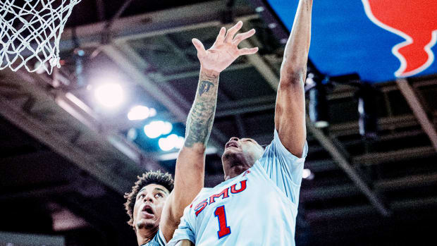 SMU's Zhuric Phelps puts up a layup against UAB on Sunday